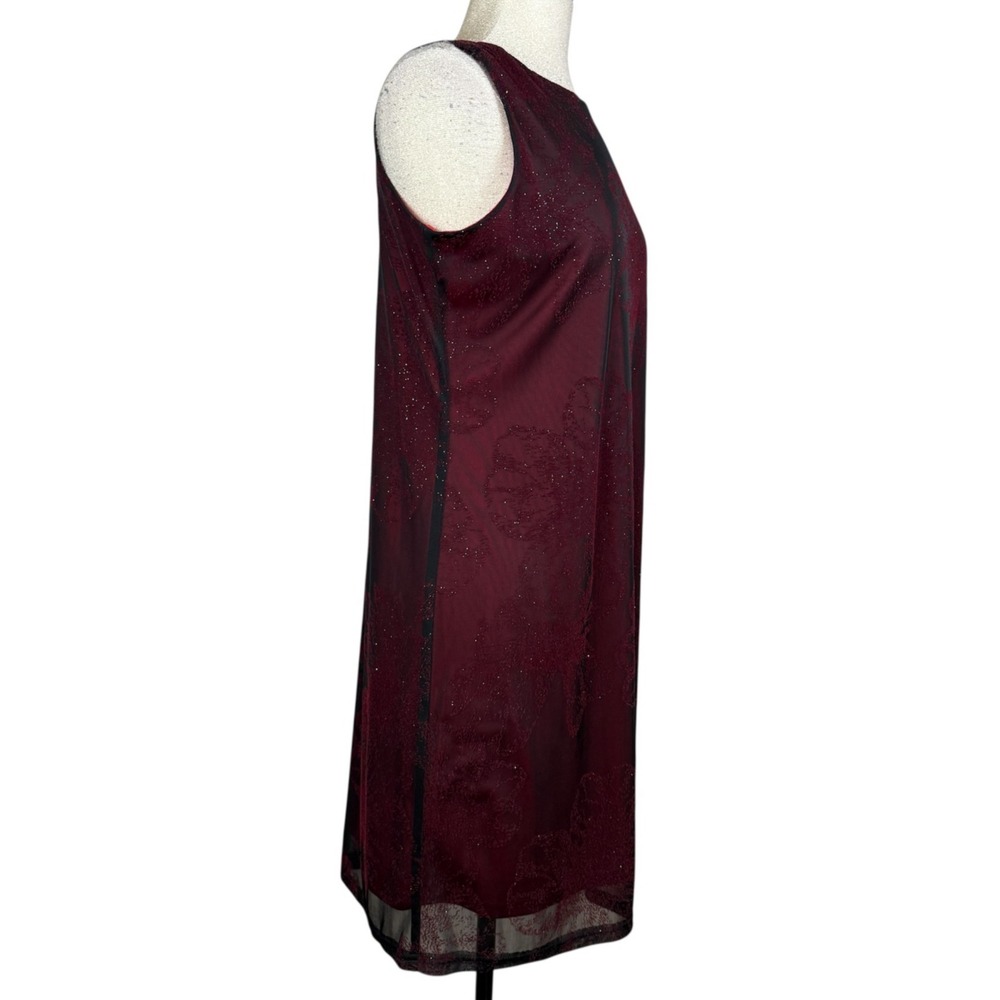 Y2K 90s Lisa Jo Dress Women 12 Red Black Mesh Glitter Sheer Whimsigoth Vamp READ - Picture 3 of 10